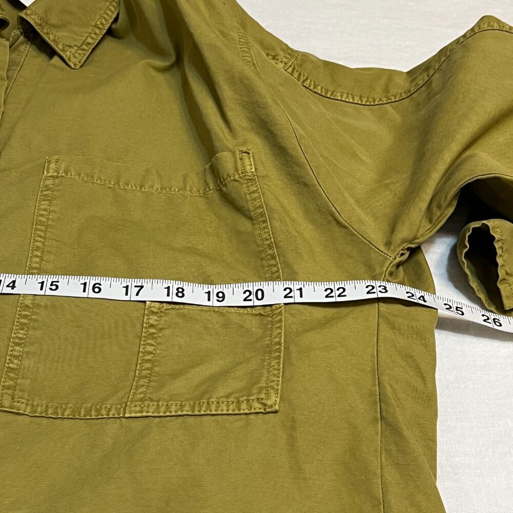 NWT ZARA Women’s L Army Green Utility Overshirt NWT Longline Cotton Jacket Top - Picture 7 of 8